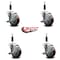 Service Caster 3.5'' Maroon Poly Swivel 7/8'' Expanding Stem Caster Set with Brake, 4PK SCC-EX20S3514-PPUB-MRN-TLB-78-4 - alternate 4